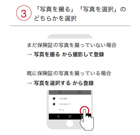 写真を撮るか写真を選択